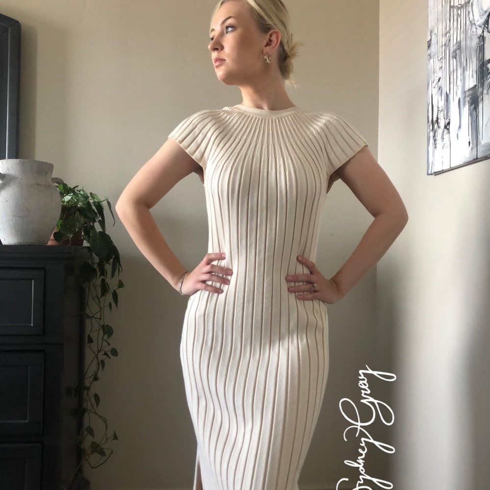 Low Back Nude Knit Dress